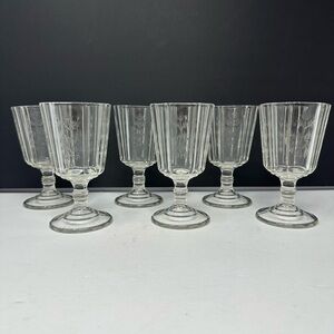 Antique EAPG Bryce Higbee Indian Tree, Paneled Sprig Goblet 5 3/4"